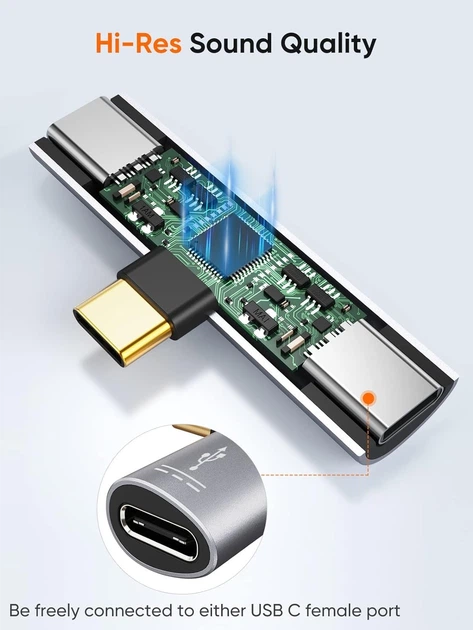 Адаптер USB Type-C CableCreation CD0706 для аудио и зарядки - Фото 5 Адаптер USB Type-C CableCreation CD0706 для аудио и зарядки - изображение 5
