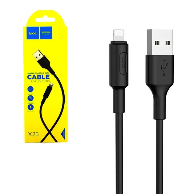 Кабель Hoco X25 USB to Lightning 1m черный - изображение 3