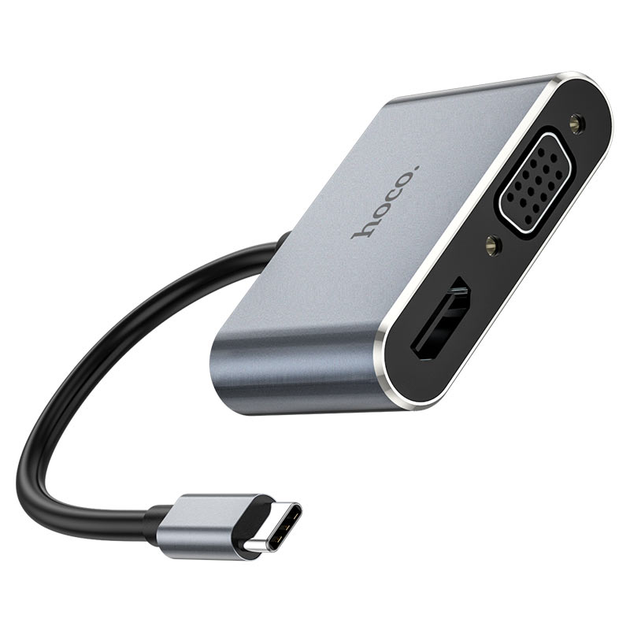 Мультиадаптер хаб Hoco HB30 4в1 Type-C to USB 3.0 (F)/ VGA (F)/ Type-C ...
