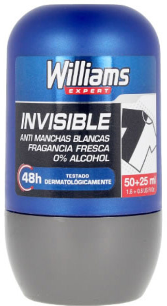 Dezodorant Williams Expert Invisible 48h Deo Roll On 75 ml (8437014661248) - obraz 1