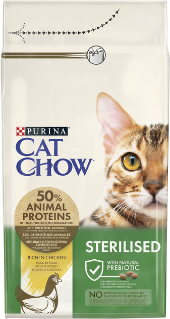 Sucha karma dla dorosłych kotów sterylizowanych Purina Cat Chow Sterilised z kurczakiem 1.5 kg (7613032233396) - obraz 1