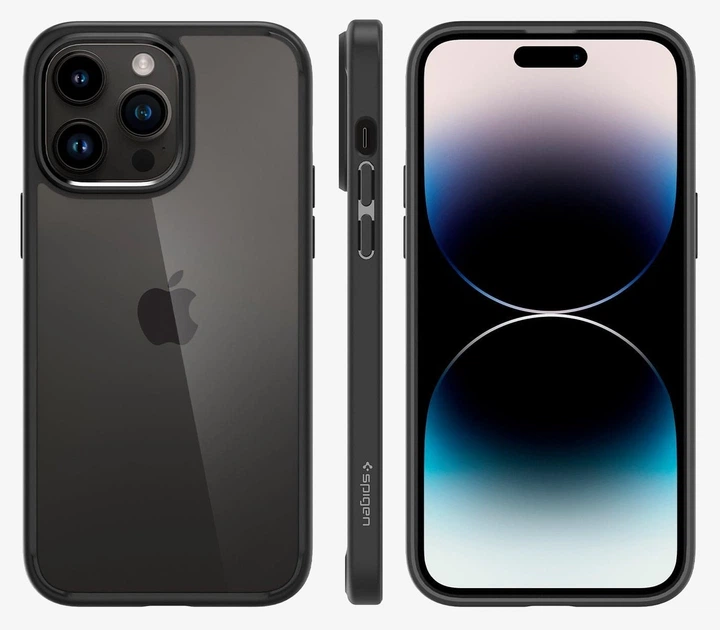 Чехол прозрачный противоударный Spigen Ultra Hybrid Crystal ACS04817 для Iphone 14 Pro Max (6.1") Matte Black - изображение 2