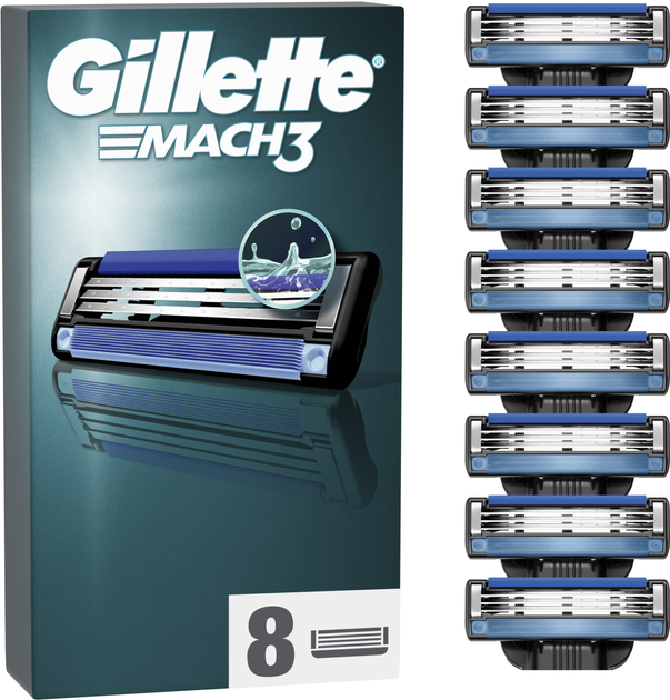 Змінні картриджі для гоління (леза) чоловічі Gillette Mach3 8 шт (3014260239640) - зображення 1