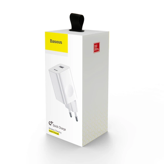 Зарядка для телефона планшета Baseus Wall Charger (1USB, 2.4A, QC3.0). White - изображение 13