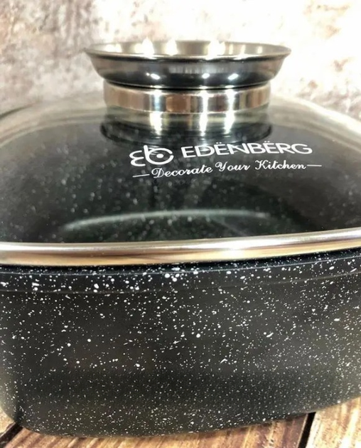 Каструля-казан Edenberg EB-8115 з мармуровим покриттям та кришкою 28 см, 6.5 л Сірий (НФ-00007336) - Фото 4 Каструля-казан Edenberg EB-8115 з мармуровим покриттям та кришкою 28 см, 6.5 л Сірий (НФ-00007336) - зображення 4