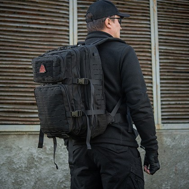 Рюкзак тактический (36 л) M-Tac Large Assault Pack Laser Cut Армейский Black (Черный) с D-кольцом - изображение 2
