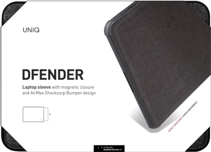 Чохол для ноутбука Uniq Dfender Sleeve 16" Charcoal Black (8886463673225) - зображення 1