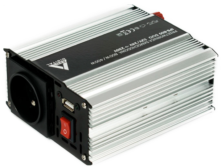 Автомобільний інвертор AZO Digital IPS-800 DUO 400/800W з модифікованою синусоїдою 12/24-230V DC-AC (5903332566655) - зображення 1