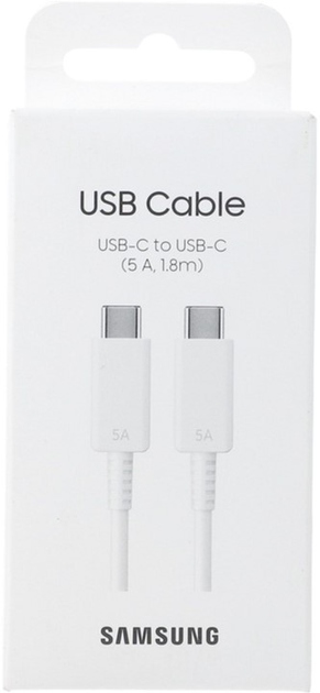 Kabel Samsung USB Type-C - USB Type-C 5A 1.8 m biały (8806094257533) - obraz 1