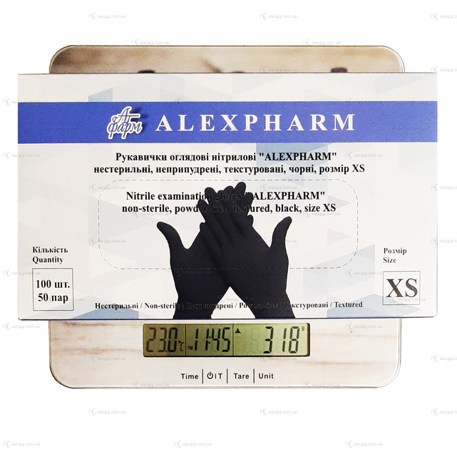 Нитриловые перчатки Alexpharm, плотность 3.4 г. - черные (100 шт) XS (5-6) - изображение 2