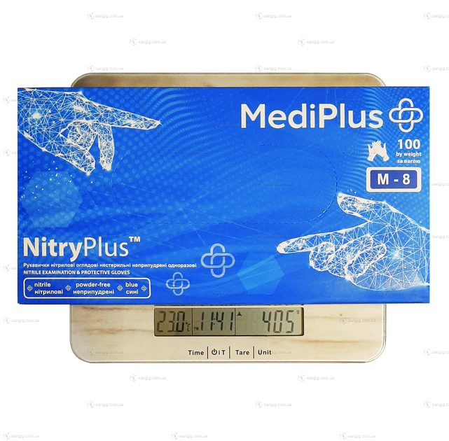 Нітрилові рукавички MediPlus, щільність 3.5 г. — сині NitryPlus (100 шт.) M (7-8) - зображення 2