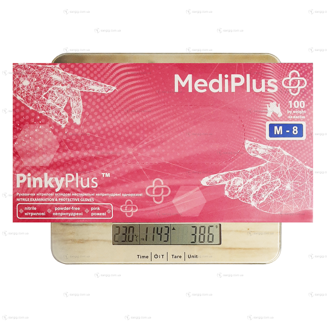 Нитриловые перчатки MediPlus, плотность 3.3 г. - розовые PinkyPlus (100 шт) M (7-8) - изображение 2