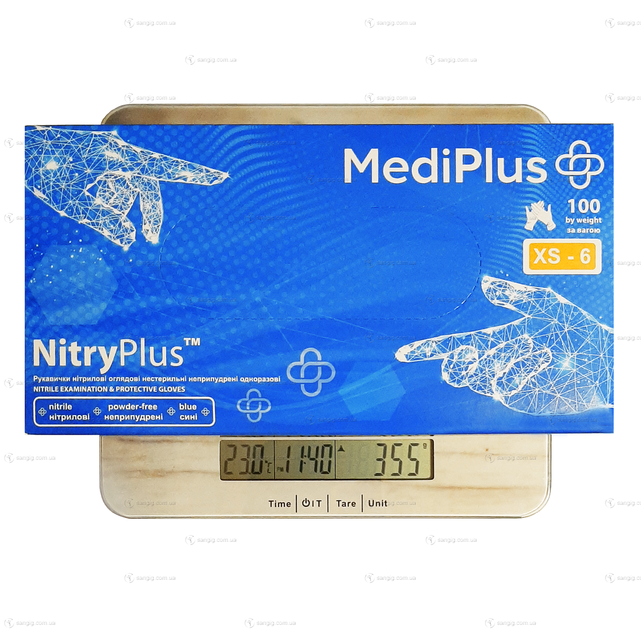 Нитриловые перчатки MediPlus, плотность 3.5 г. - синие NitryPlus (100 шт) XS (5-6) - изображение 2