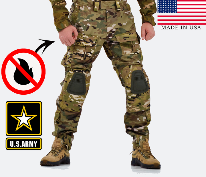 Зимние военные тактические штаны мультикам камуфляж с регулируемыми наколенниками SPARTAN 48 - изображение 1