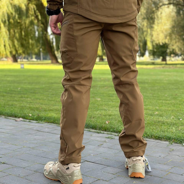 Мужские Брюки на флисе койот / Утепленные брюки Soft Shell размер L - изображение 2