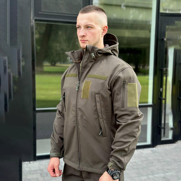 Чоловіча демісезонна Куртка B&L Softshell із Системою Вентиляції та функціональними Кишенями олива розмір 2XS - зображення 1