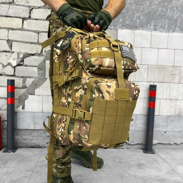 Походный Рюкзак Silver Knight 45л с системой Molle / Прочный водонепроницаемый Ранец мультикам 50х30х30 см - изображение 2