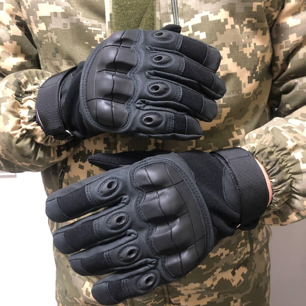 Плотные штурмовые перчатки с Мембраной и защитными Накладками черные размер XL - изображение 1