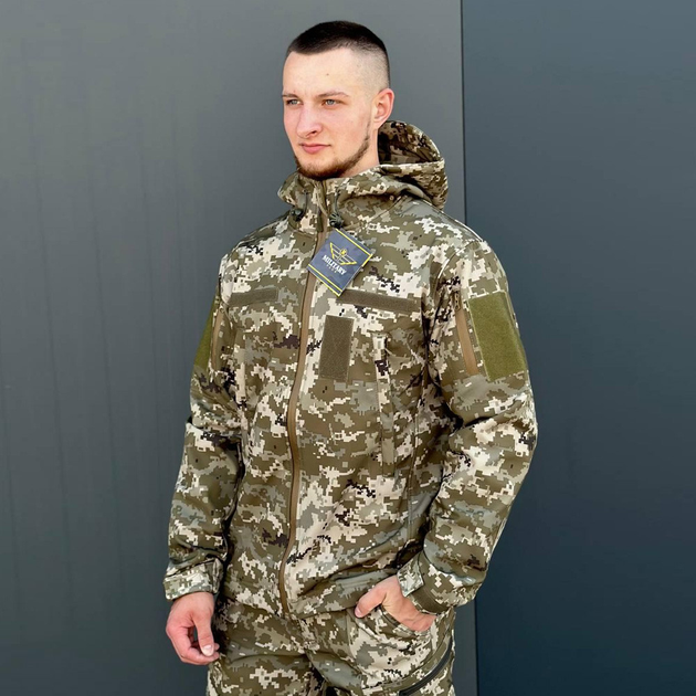 Мужская Демисезонная Куртка Soft Shell на Флисе с вентиляционными отверстиями пиксель размер 5XL 60 - изображение 2