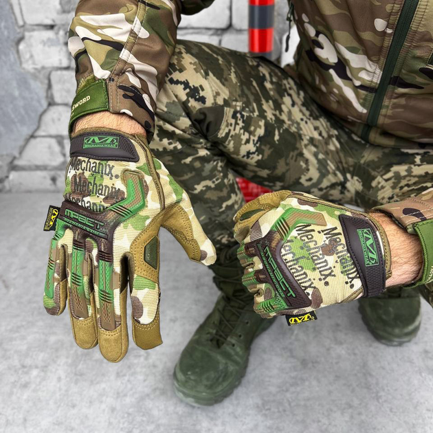 Плотные штурмовые перчатки Mechanix M-Pact с системой защиты Thermal Plastic Rubber мультикам размер L - изображение 1