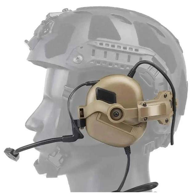 Активные водонепроницаемые Наушники EARMOR M32 с Креплением на шлем "Чебурашка" и Гарнитурой койот - изображение 1