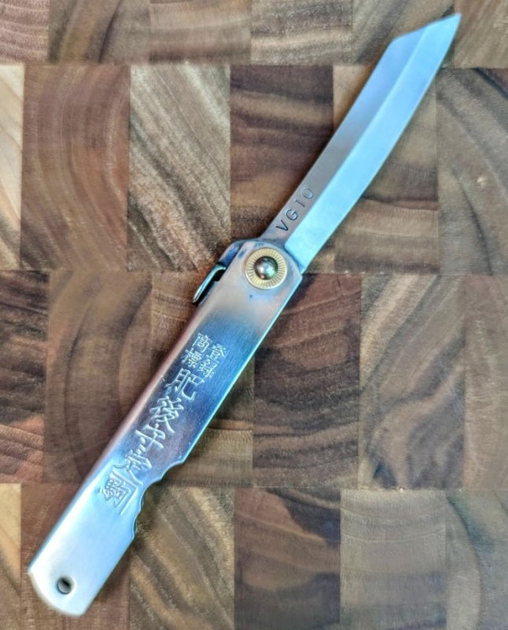 Нож складной Higonokami 100 mm, VG10 сталь, рукоятка - нержавейка, HONMAMON (1117351) - изображение 2