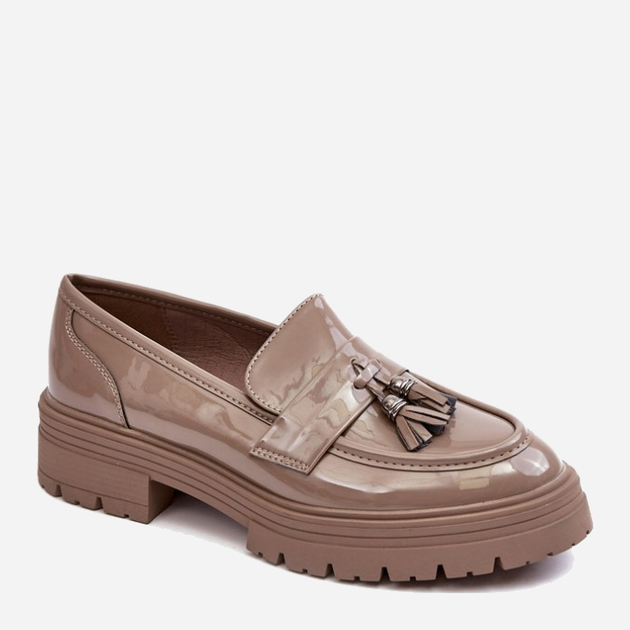 Loafersy damskie lakierowane Velenase 37 Ciemnobeżowe (5905677955781) - obraz 2