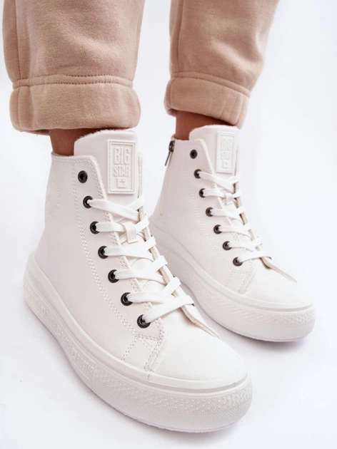 Zimowe trampki damskie z eko skóry Big Star MM274021 38 Białe (5900714657550) - obraz 6