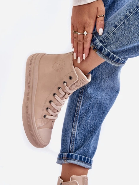 Zimowe trampki damskie z eko skóry Big Star MM274022 38 Beżowe (5900714657611) - obraz 5