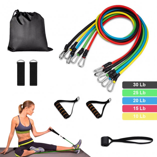 Эспандер трубчатый PRO набор для домашних тренировок и фитнеса 5 штук + чехол в подарок New - изображение NaN