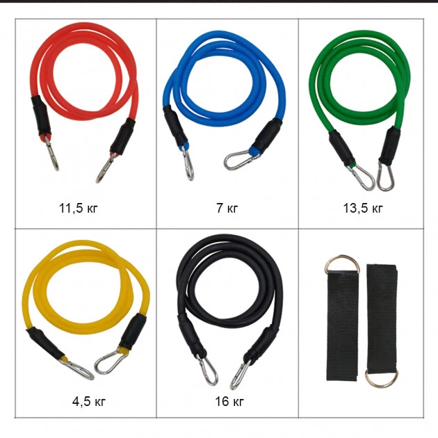 Эспандер трубчатый PRO набор для домашних тренировок и фитнеса 5 штук + чехол в подарок New - изображение NaN