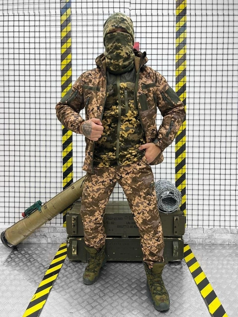 Тактичний теплий військовий комплект Mission ( Куртка + Фліска + Штани ), Камуфляж: Піксель, Розмір: S - зображення 1