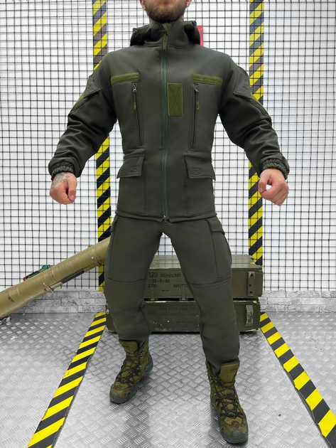 Тактический теплый военный комплект Leader ( Куртка + Штаны ), Камуфляж: Олива, Размер: M - изображение 1