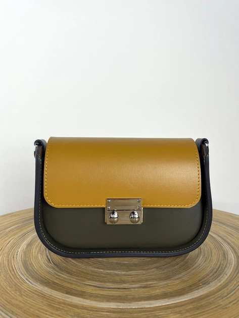 Яркая современная женская сумка седло из натуральной кожи Lamponi Saddle One XS khaki/yellow - Фото 7 Яркая современная женская сумка седло из натуральной кожи Lamponi Saddle One XS khaki/yellow - изображение 7