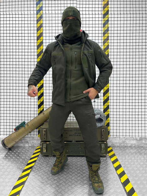 Тактичний теплий військовий комплект Badger ( Куртка + Фліска + Штани ), Камуфляж: Олива, Розмір: S - зображення 1