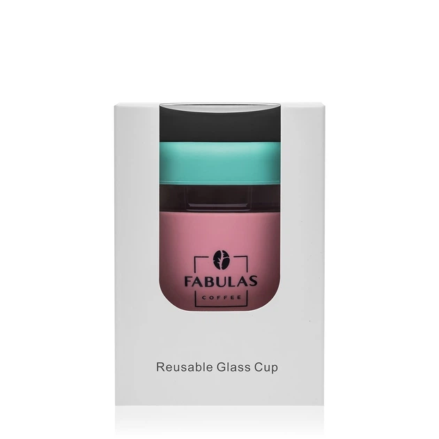 Чашка Fabulas Glass+Silicone з Кришкою Зелено-Рожева 340мл - Фото 2 Чашка Fabulas Glass+Silicone з Кришкою Зелено-Рожева 340мл - зображення 2