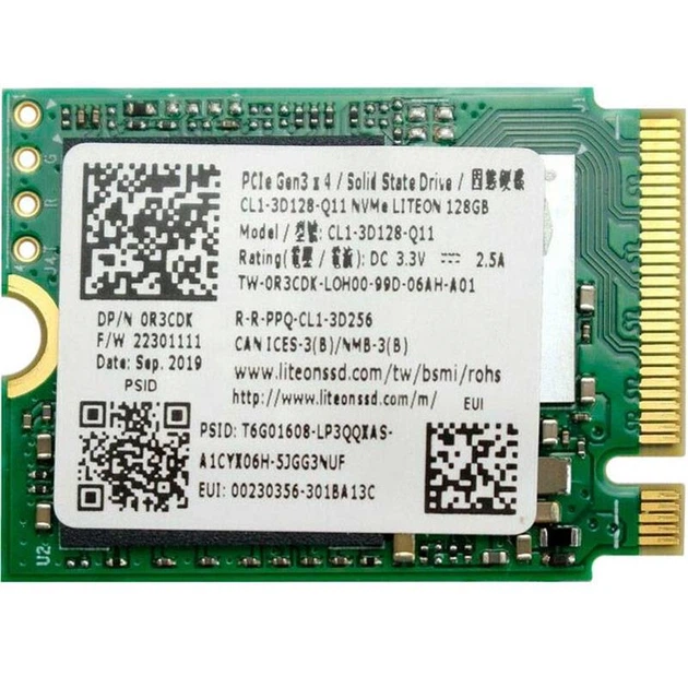 Накопитель SSD 128GB Lite-On M.2 2230 PCIe 3.0 x4 TLC (CL1-3D128-Q11) - Фото 1 Накопитель SSD 128GB Lite-On M.2 2230 PCIe 3.0 x4 TLC (CL1-3D128-Q11) - изображение 1