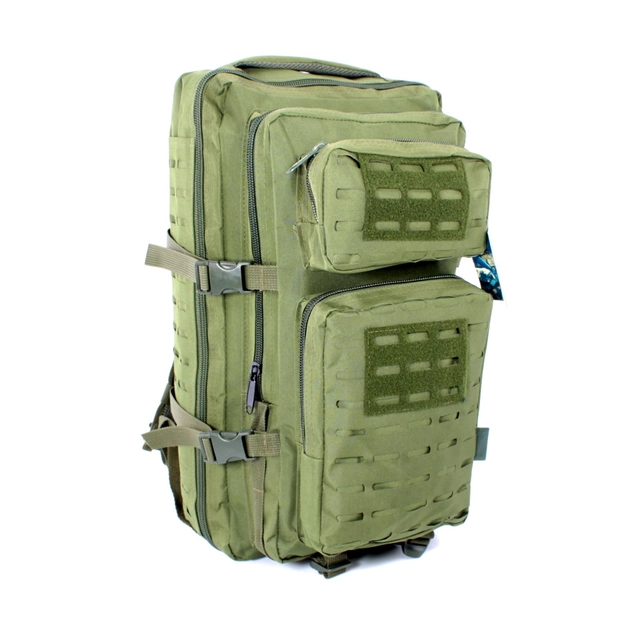 Рюкзак тактичний 28 л, два відділення, фронтальні кармани, додаткові стяжки, розмір 50*28*20 см, олива - зображення 2