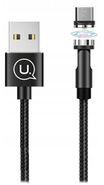 Kabel magnetyczny Usams USB - Micro-USB Type-B szybkie ładowanie 1 m czarny (6958444924502) - obraz 1