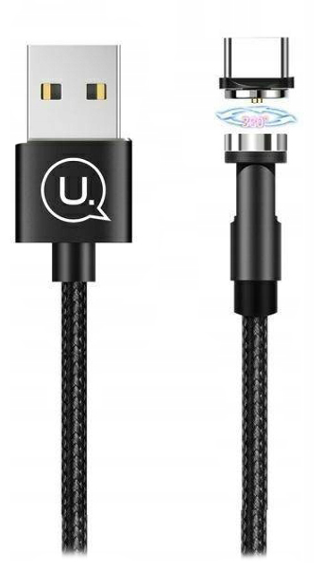 Kabel magnetyczny Usams USB - USB Type-C szybkie ładowanie 1 m czarny (6958444924489) - obraz 1
