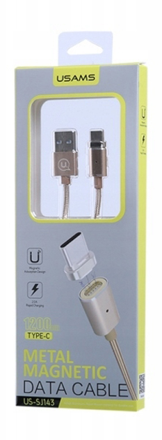 Kabel magnetyczny Usams USB - USB Type-C szybkie ładowanie 1.2 m złoty (6958444943985) - obraz 2