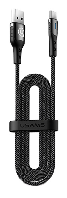 Плетений кабель Usams USB - USB Type-C миттєва зарядка 1.2 м Black (6958444965284) - зображення 1