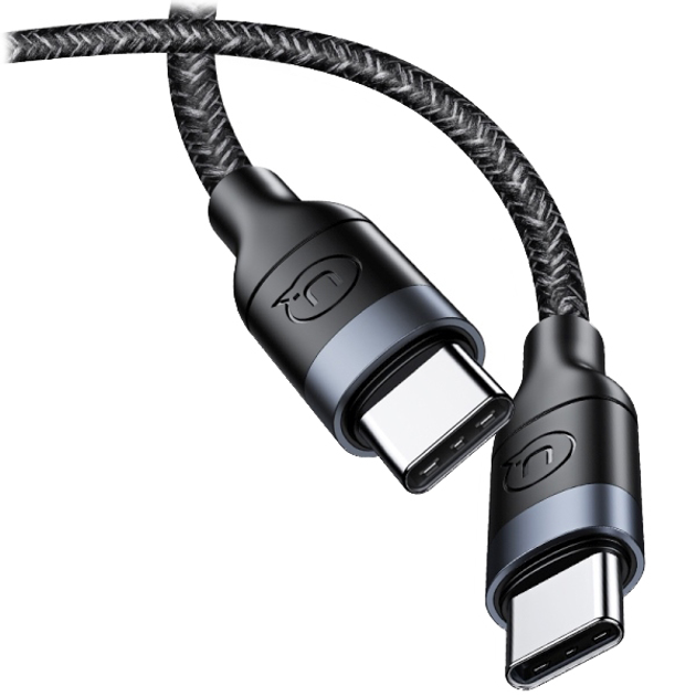 Плетений кабель Usams USB Type-C - USB Type-C швидка зарядка 1.2 м Black (6958444983660) - зображення 1