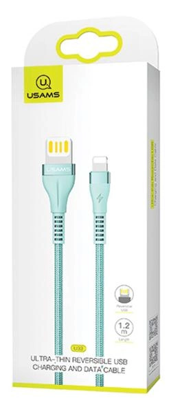 Kabel pleciony Usams USB - Apple Lightning szybkie ładowanie 1.2 m niebieski (6958444970622) - obraz 1