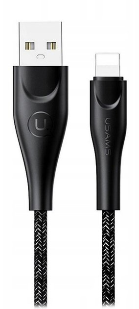 Kabel pleciony Usams USB - Apple Lightning szybkie ładowanie 1 m czarny (6958444983462) - obraz 1