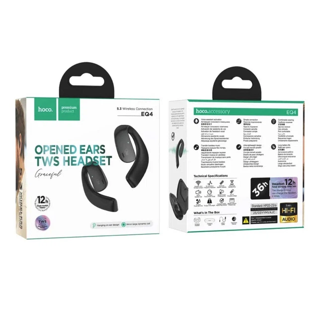 Навушники hoco eq4 graceful true wireless bt headset black - Фото 4 Навушники hoco eq4 graceful true wireless bt headset black - зображення 4