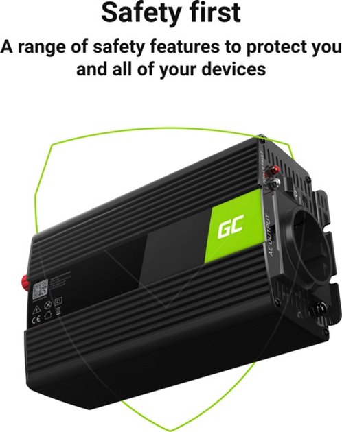 Інвертор Greencell 12В/230В 500Вт/1000Вт Чиста синусоїда (INV16) - зображення 4