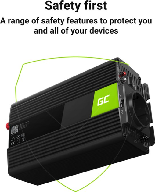 Інвертор Greencell 24В/230В 1000Вт/2000Вт Чиста синусоїда (INV18) - зображення 3