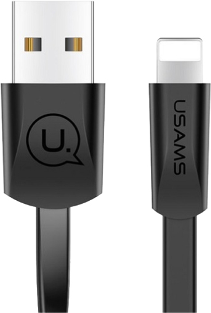 Кабель плоский Usams U2 US-SJ199 USB - Lighting 1.2 м Чорний (6958444955148) - зображення 1