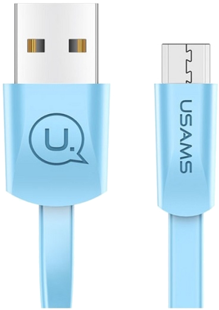 Кабель плоский Usams U2 US-SJ201 USB - microUSB 1.2 м Блакитний (6958444955278) - зображення 1
